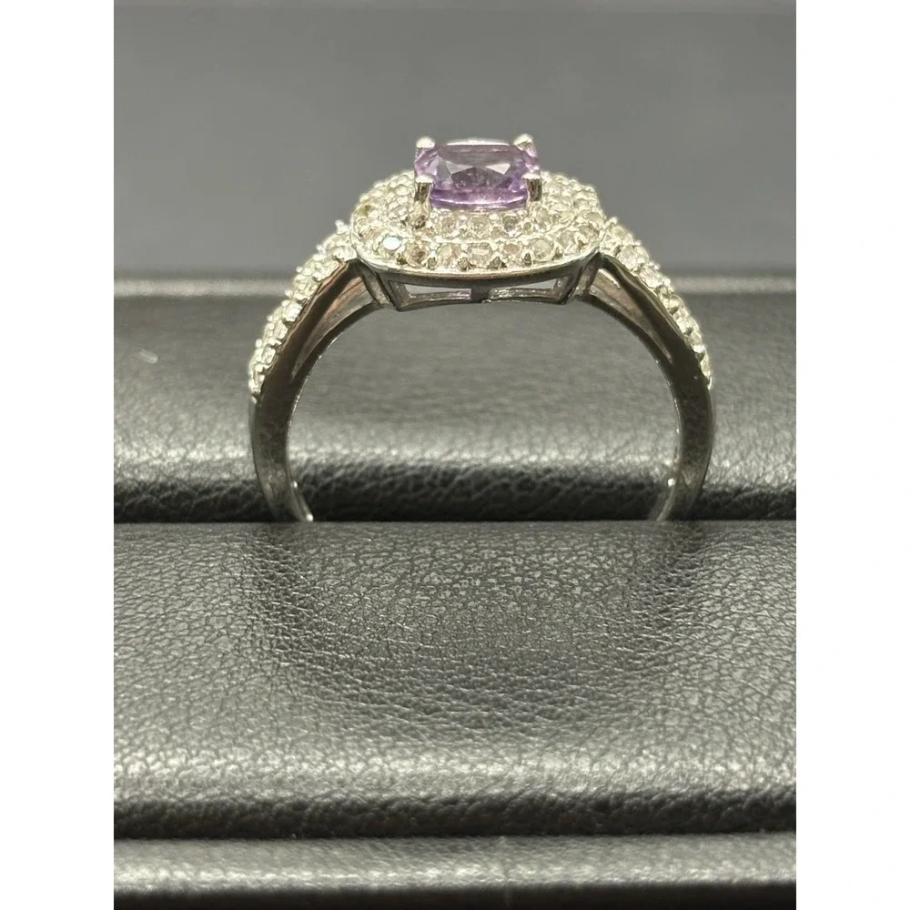 EUC Sterling Silver Purple Cubic Zirconia Ring Size 10 F9